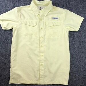 Habit Kids Fishing Shirt Youth L/G Yellow Button Up Short Sleeve
